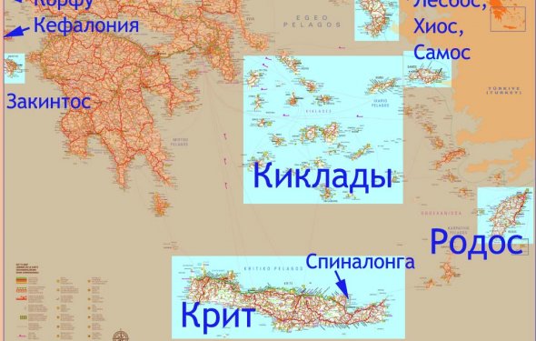 Карта островов Греции
