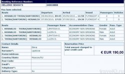 Подтверждение бронирования билетов на паром Крит-Санторини